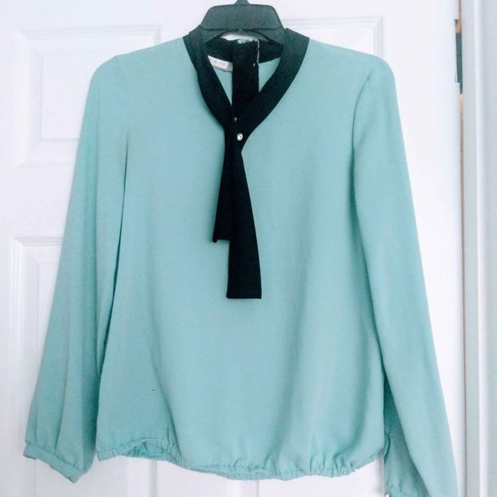 Stage of Playlord Chiffon Tiffany Blue Blouse (2)